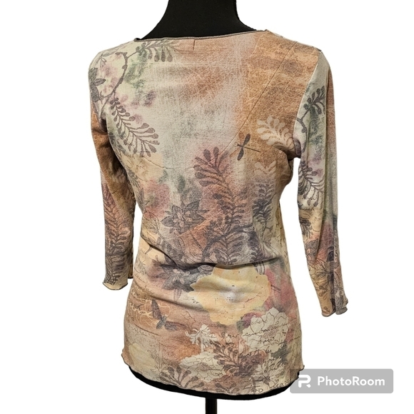 One WorldMulti Colored & Bling top Floral 50% Polyester 50% Cotton Size M - Picture 2 of 9